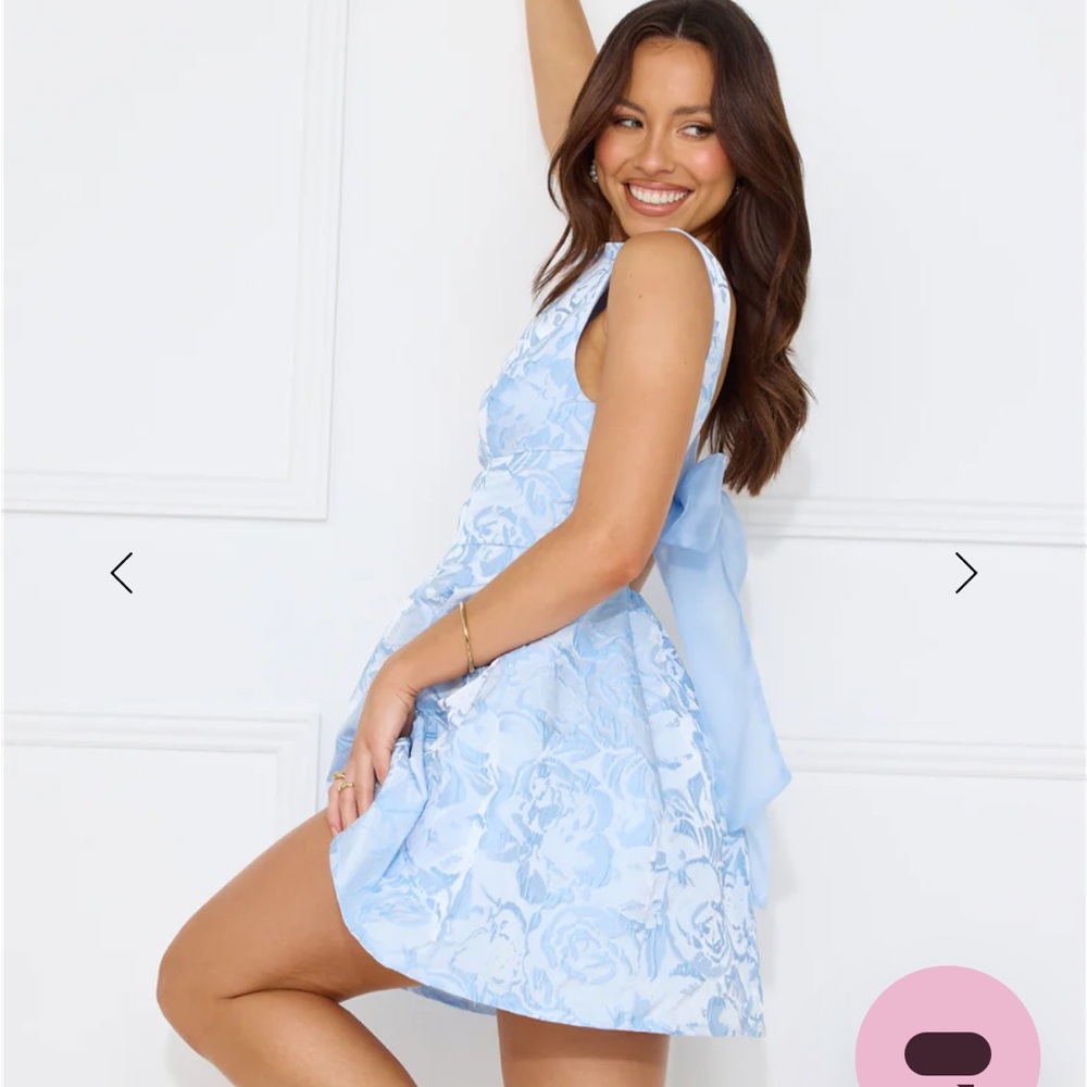 Hello Molly Sky Light Blue Floral Short Homecoming Formal Dress